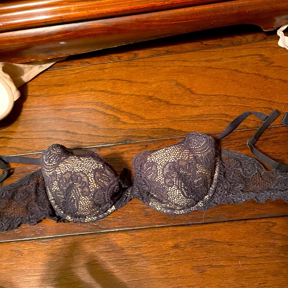 brand new black lace, Victoria’s Secret bra.